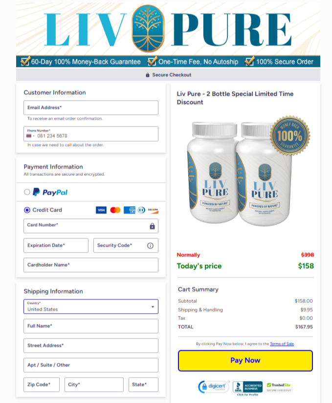 Liv Pure Official Website Secure Order Page